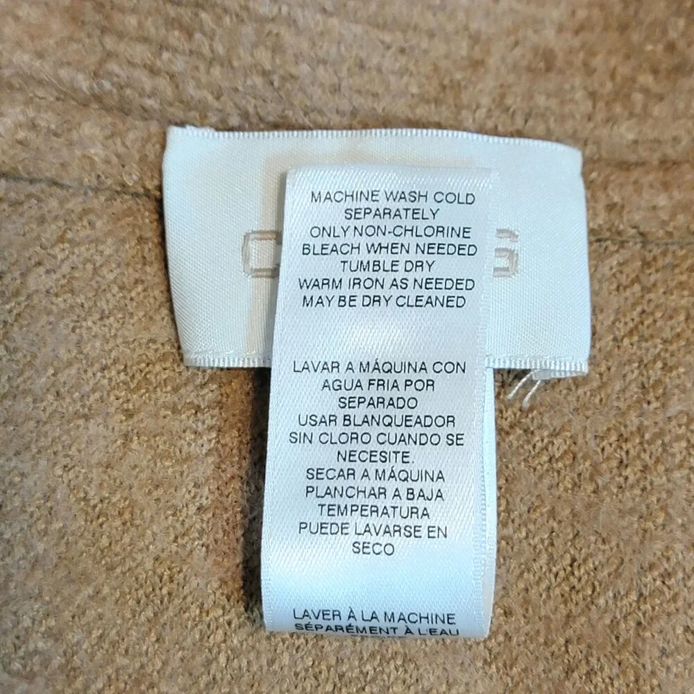 Chico's Wool Blend Tailored Blazer Jacket Button Front Camel Tan Size 1 Medium - Picture 13 of 14